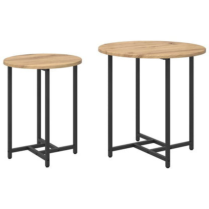 Side Table Set 2 pcs Artisan Oak and Black