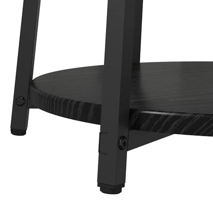 Side Table Set with Shelf 2 pcs Black Oak