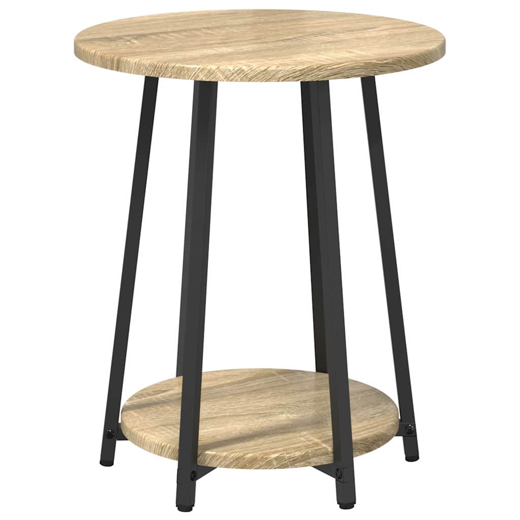 Side Table Set with Shelf 2 pcs Sonoma Oak and Black
