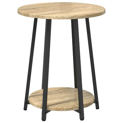 Side Table Set with Shelf 2 pcs Sonoma Oak and Black