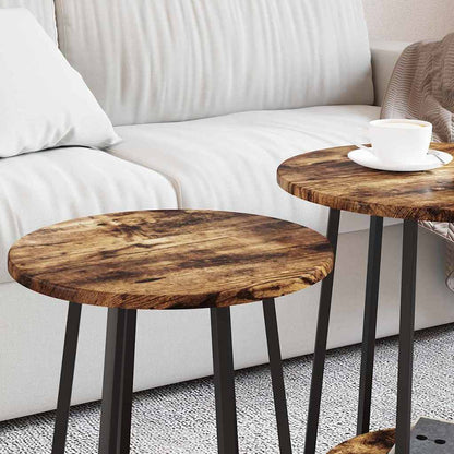 Side Table Set with Shelf 2 pcs Smoked Oak and Black