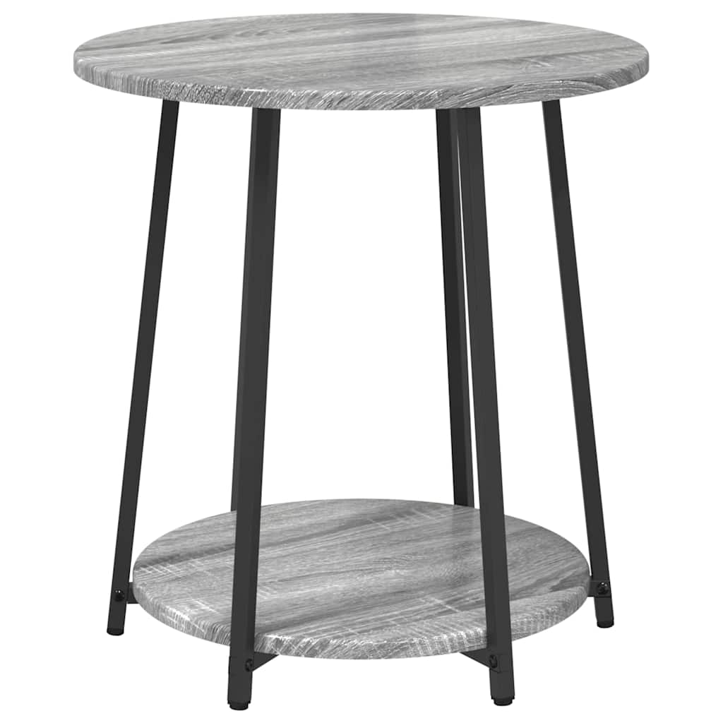 Side Table Set with Shelf 2 pcs Grey Sonoma and Black