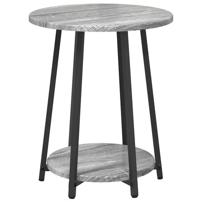 Side Table Set with Shelf 2 pcs Grey Sonoma and Black
