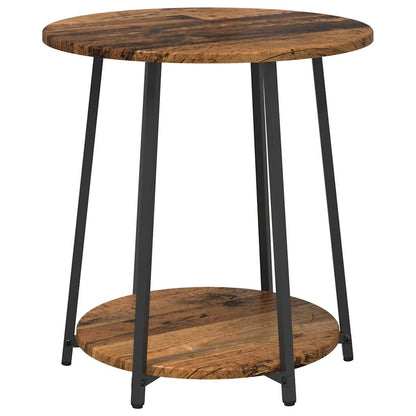 Side Table Set with Shelf 2 pcs Old Wood and Black