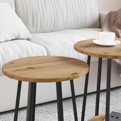 Side Table Set with Shelf 2 pcs Artisan Oak and Black