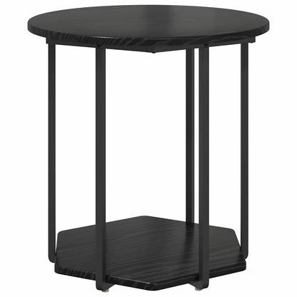 Side Table Set with Shelf 2 pcs Black Oak