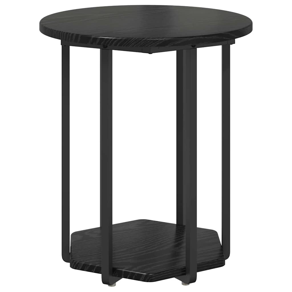 Side Table Set with Shelf 2 pcs Black Oak