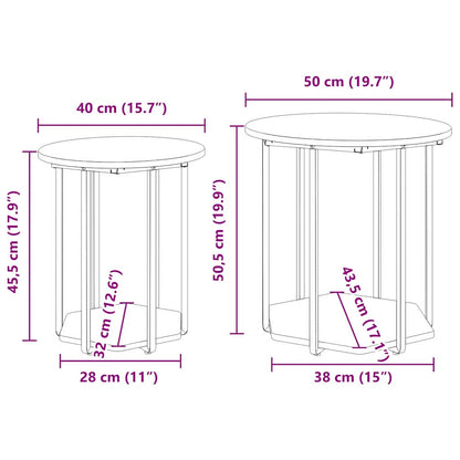 Side Table Set with Shelf 2 pcs Black Oak