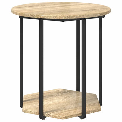Side Table Set with Shelf 2 pcs Brown