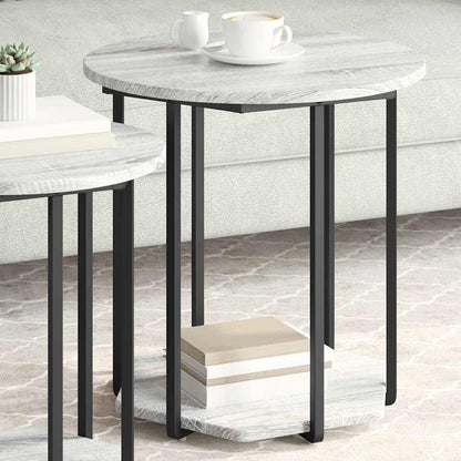 Side Table Set with Shelf 2 pcs Grey