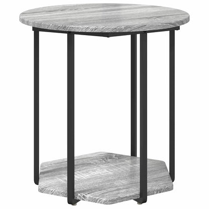 Side Table Set with Shelf 2 pcs Grey