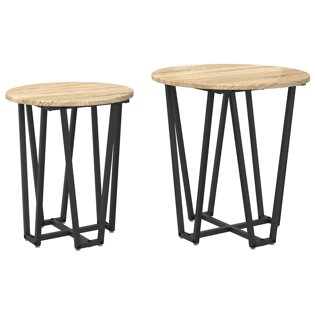 Side Table Set 2 pcs Sonoma Oak and Black