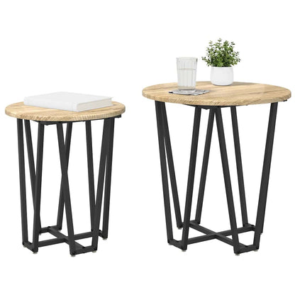 Side Table Set 2 pcs Sonoma Oak and Black
