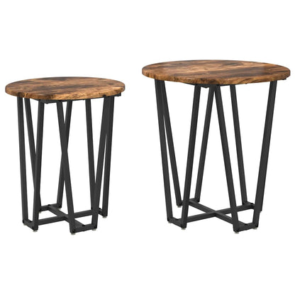 Side Table Set 2 pcs Smoked Oak and Black