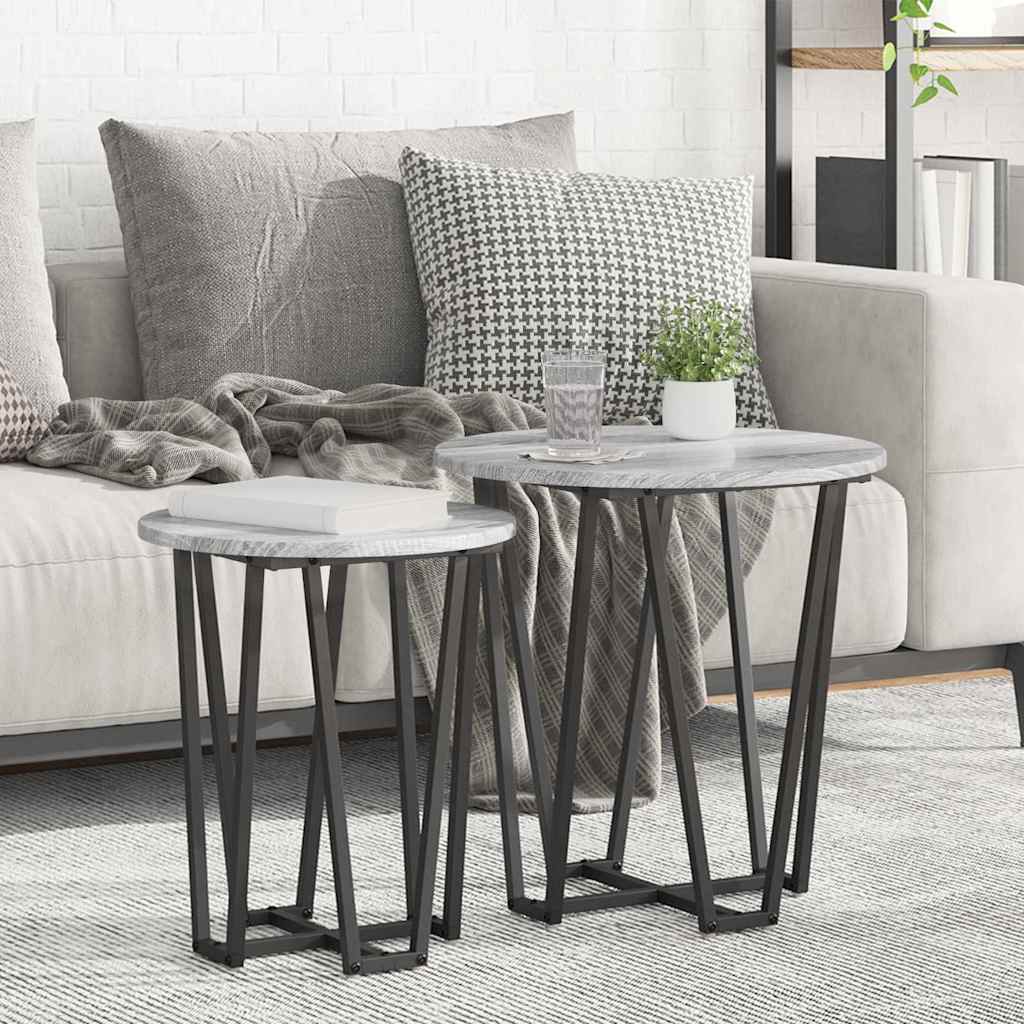 Side Table Set 2 pcs Grey Sonoma and Black