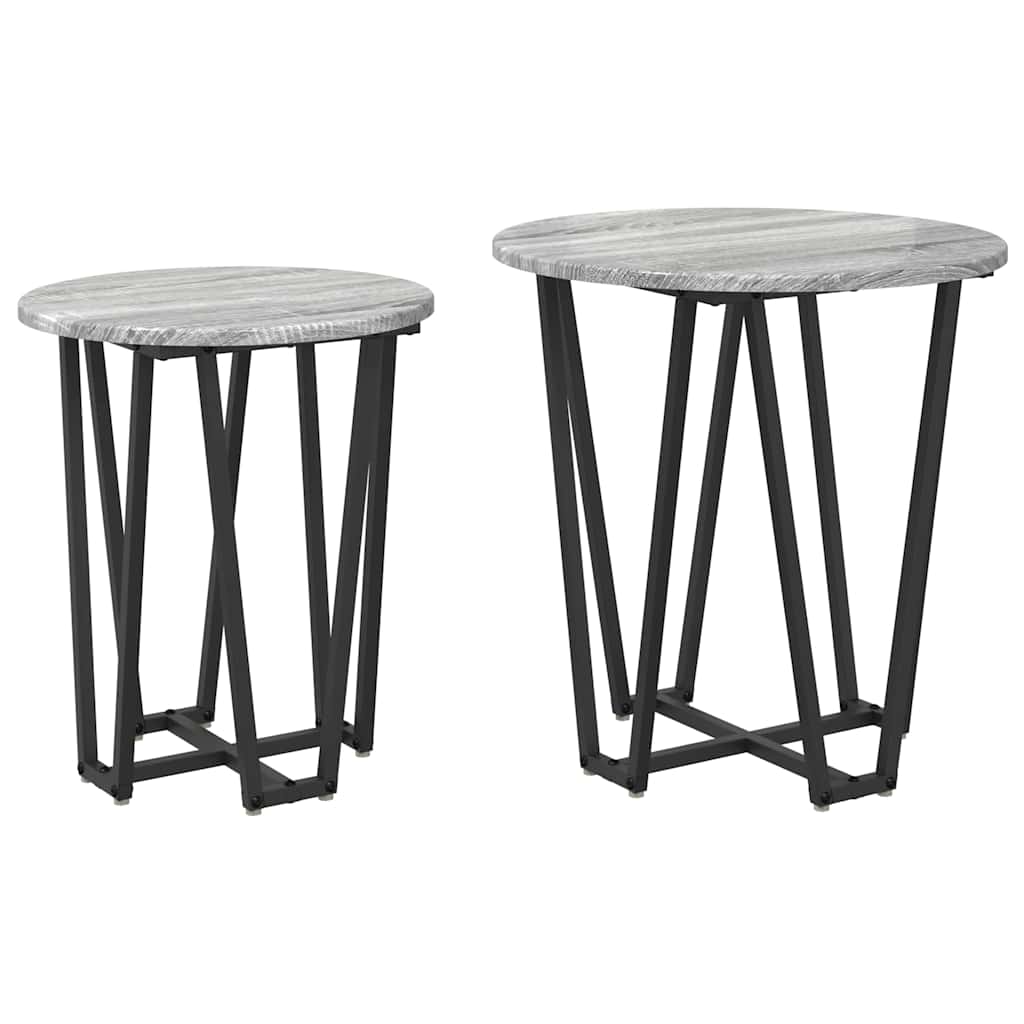 Side Table Set 2 pcs Grey Sonoma and Black