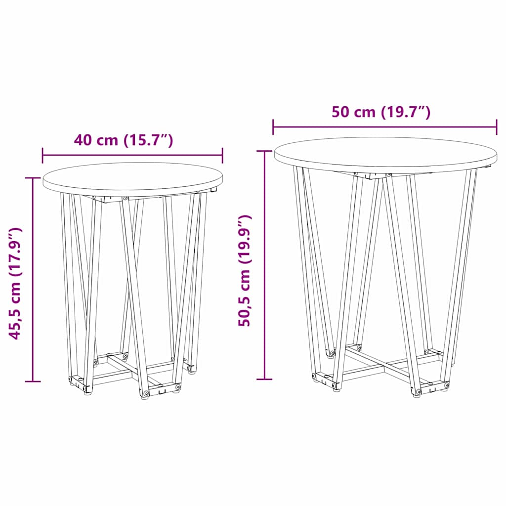 Side Table Set 2 pcs Old Wood and Black