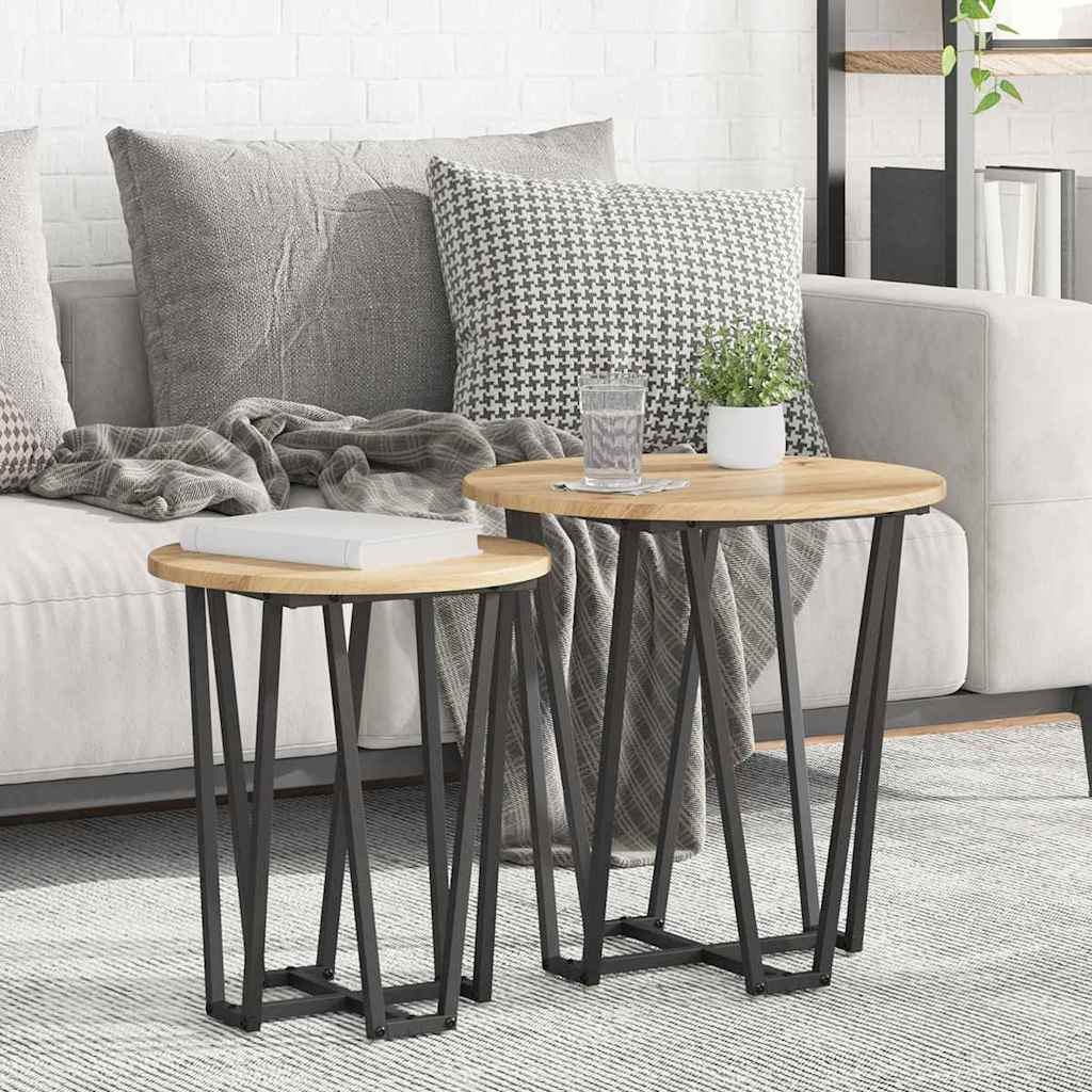 Side Table Set 2 pcs Artisan Oak and Black