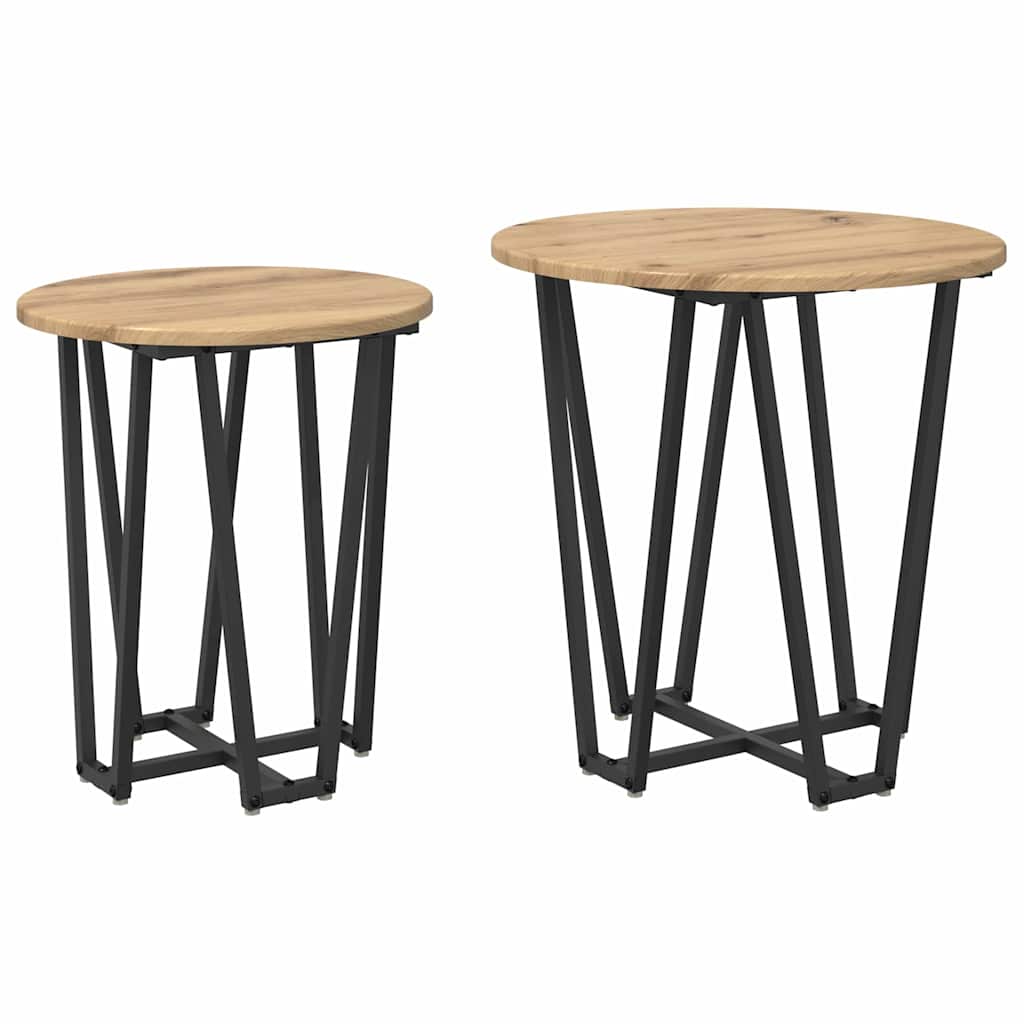 Side Table Set 2 pcs Artisan Oak and Black