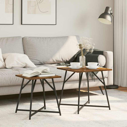 Side Table Set 2 pcs Smoked Oak and Black