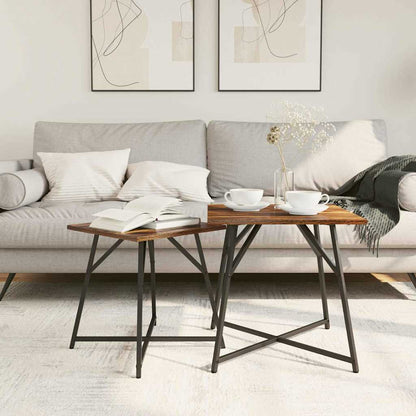 Side Table Set 2 pcs Smoked Oak and Black