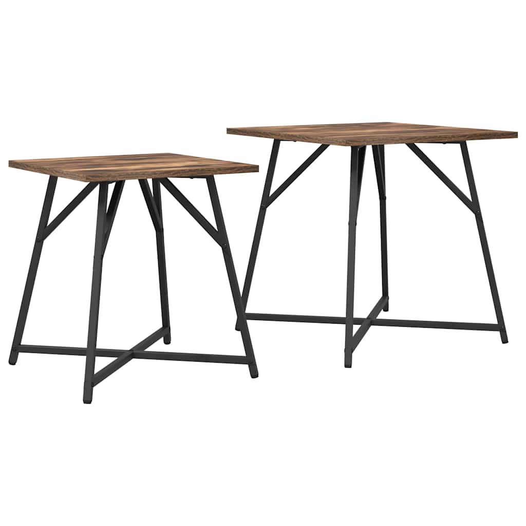 Side Table Set 2 pcs Smoked Oak and Black