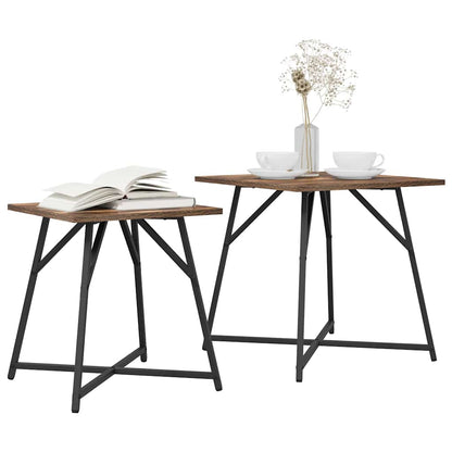 Side Table Set 2 pcs Smoked Oak and Black