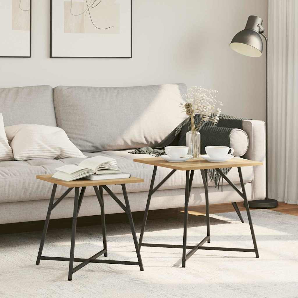 Side Table Set 2 pcs Artisan Oak and Black