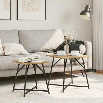 Side Table Set 2 pcs Artisan Oak and Black