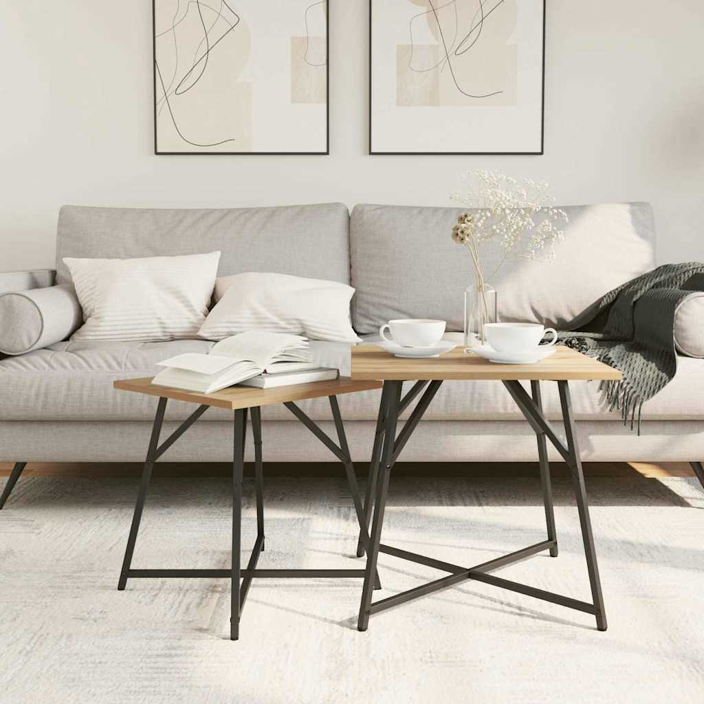 Side Table Set 2 pcs Artisan Oak and Black