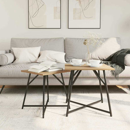 Side Table Set 2 pcs Artisan Oak and Black