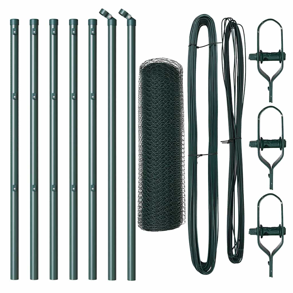 Fence Post Green 10 x 0.4 m (25 mm mesh) Steel and PVC