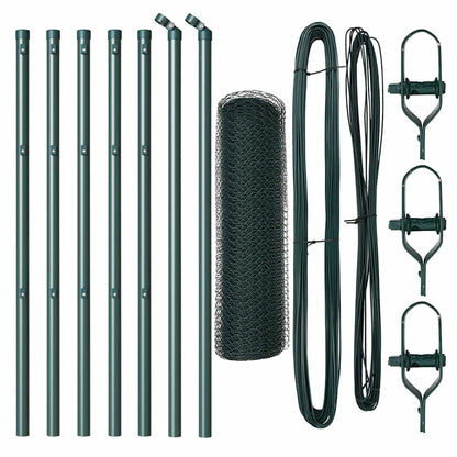 Fence Post Green 10 x 0.4 m (25 mm mesh) Steel and PVC