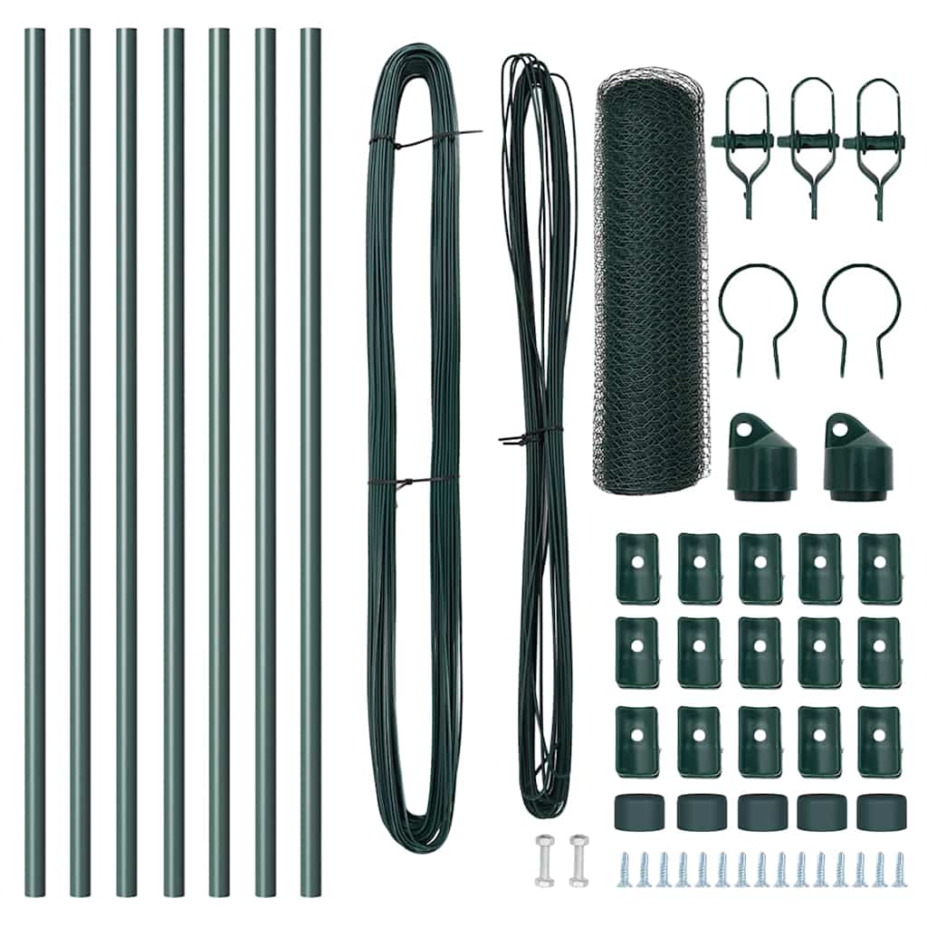 Fence Post Green 10 x 0.4 m (25 mm mesh) Steel and PVC