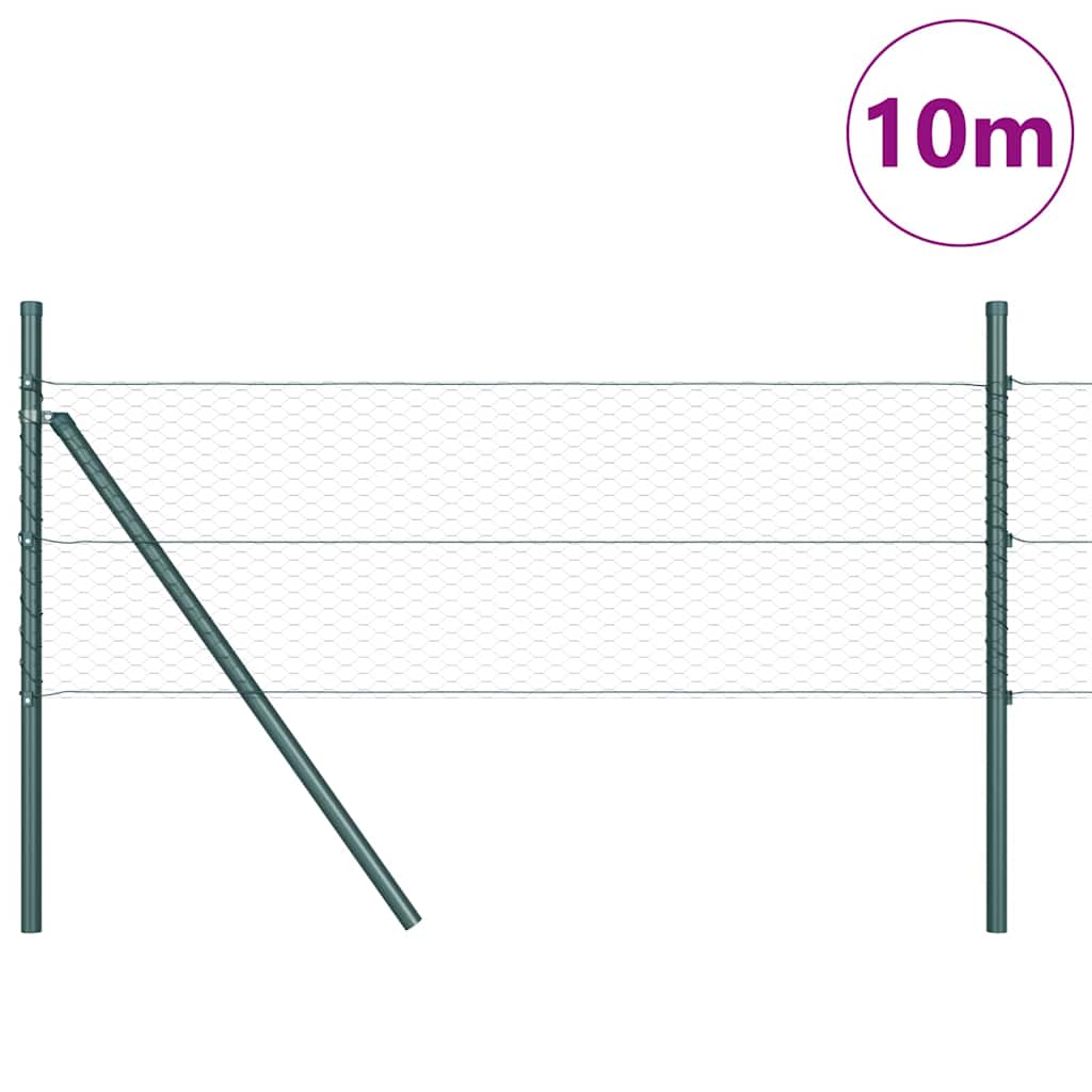 Fence Post Green 10 x 0.4 m (25 mm mesh) Steel and PVC