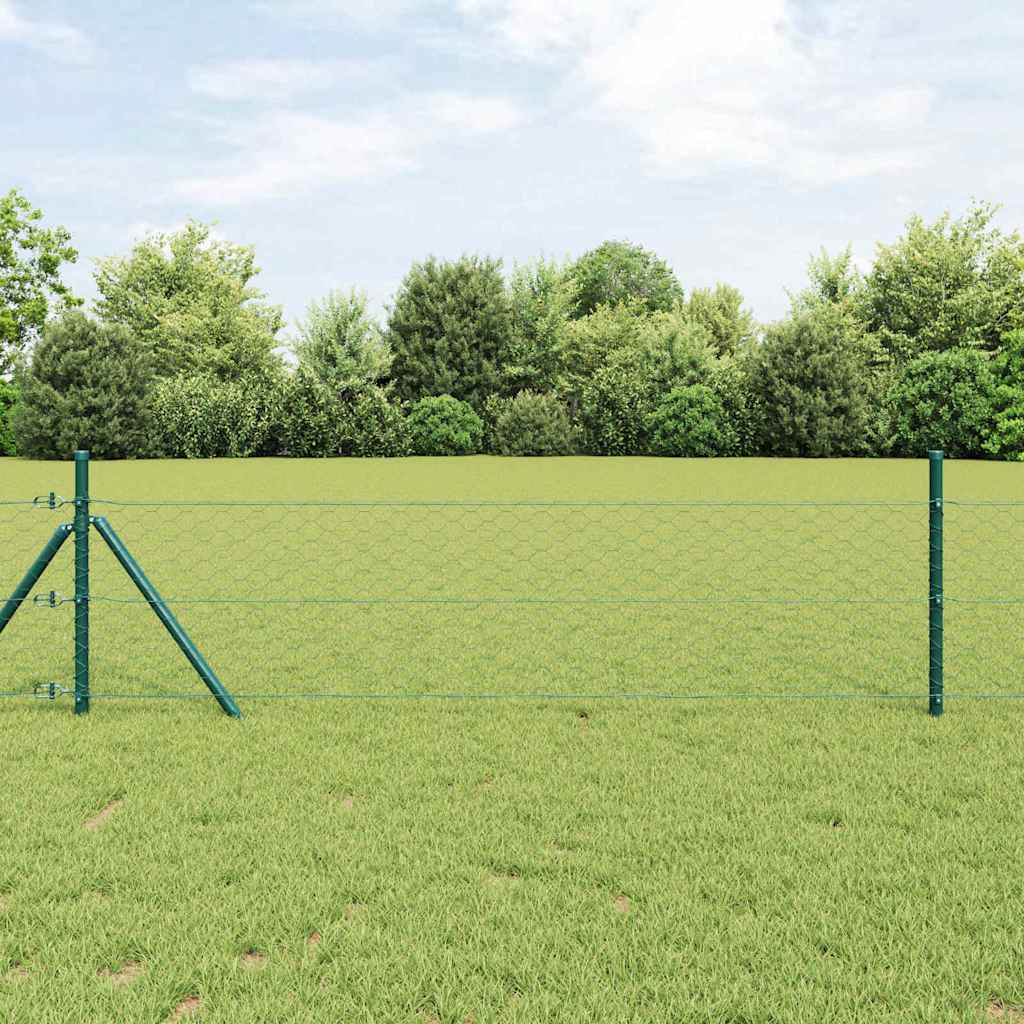 Fence Post Green 10 x 1 m (50 mm mesh) Steel and PVC