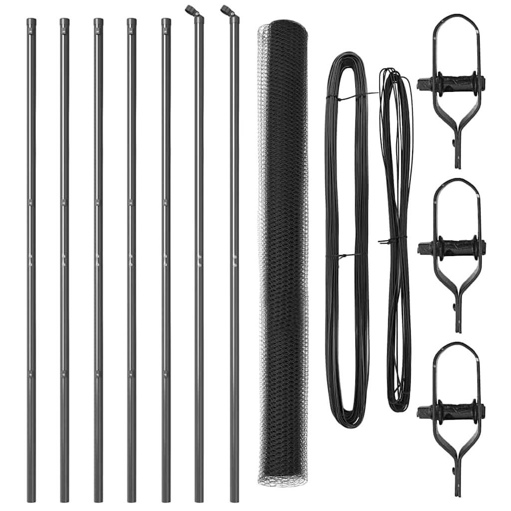 Fence Post Grey 10 x 1.6 m (25 mm mesh) Steel and PVC