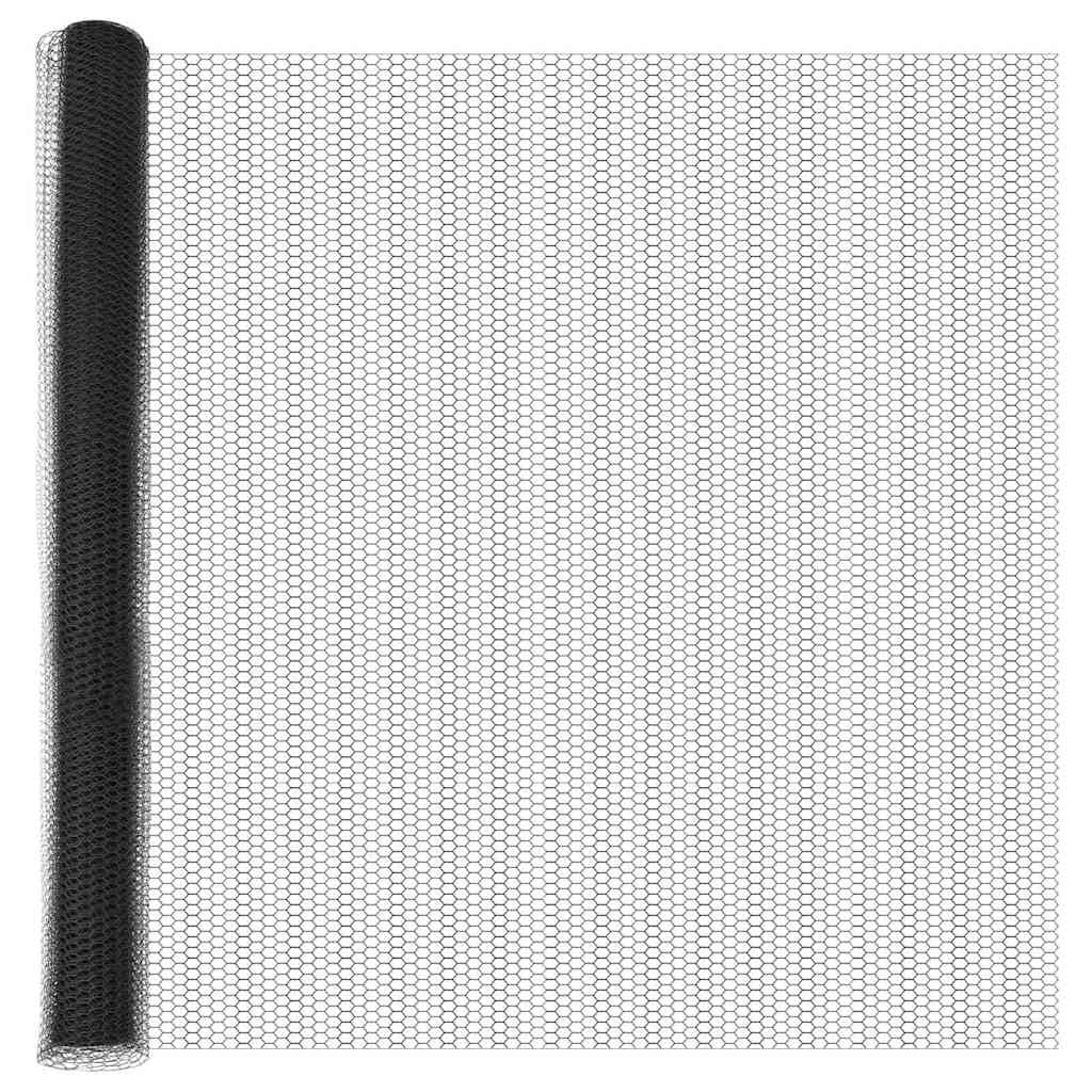 Hexagonal Fence Ground Fix 100 x 1.5 m PVC-Coated Steel Grey