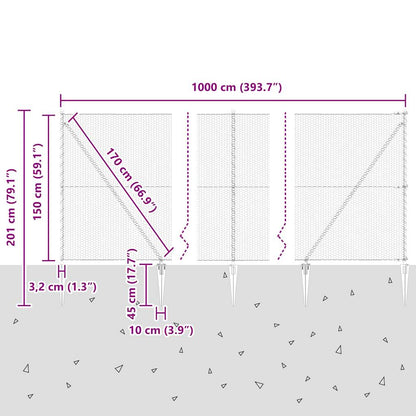 Welded Wire Fence with Spikes 10 x 1.5 m (W x H)