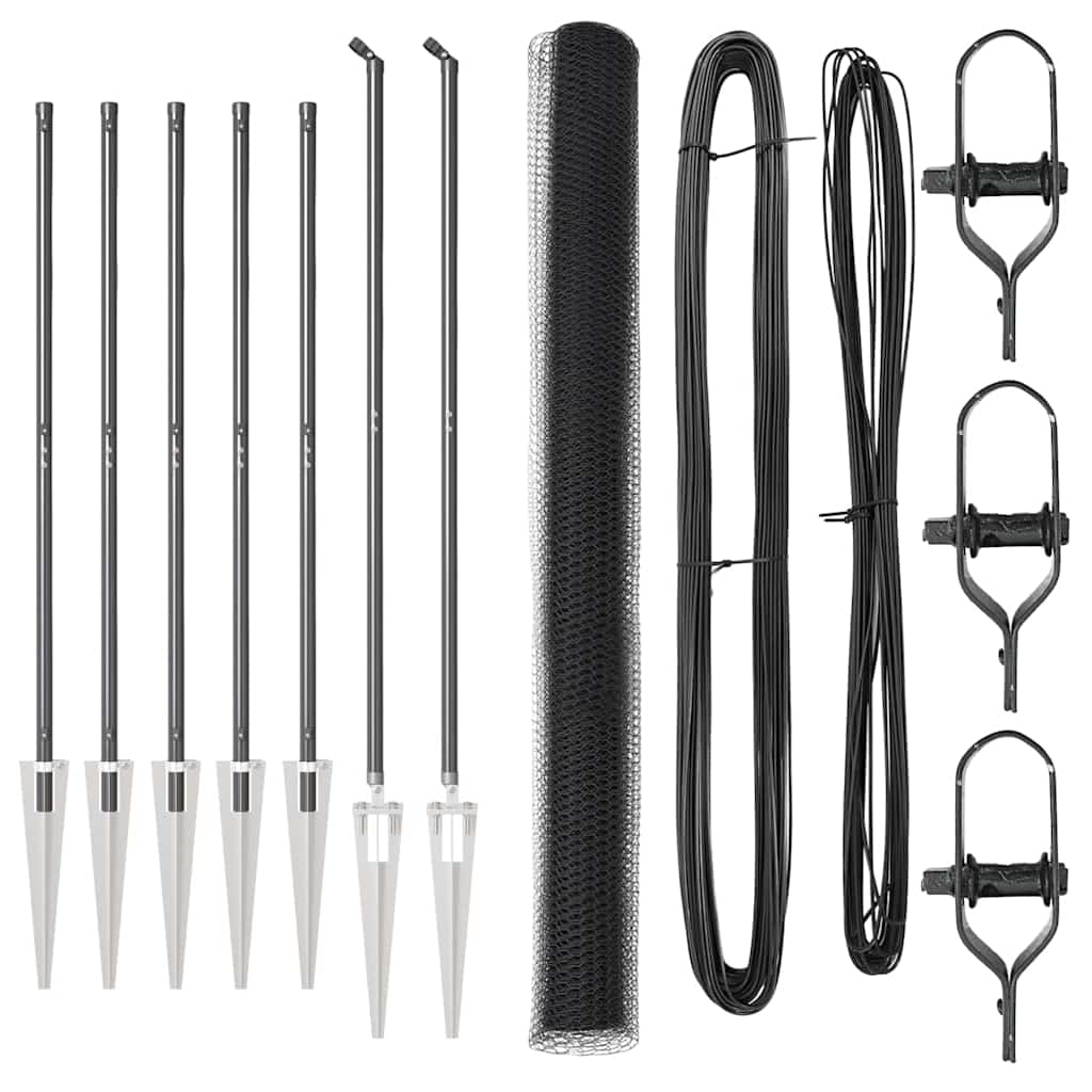 Fence Post Grey 10 x 1.6 m (25 mm mesh) Steel and PVC