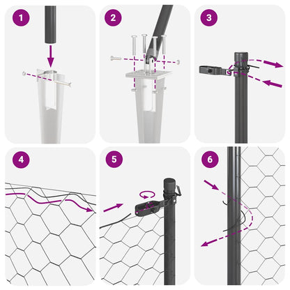 Fence Post Grey 10 x 1.6 m (25 mm mesh) Steel and PVC