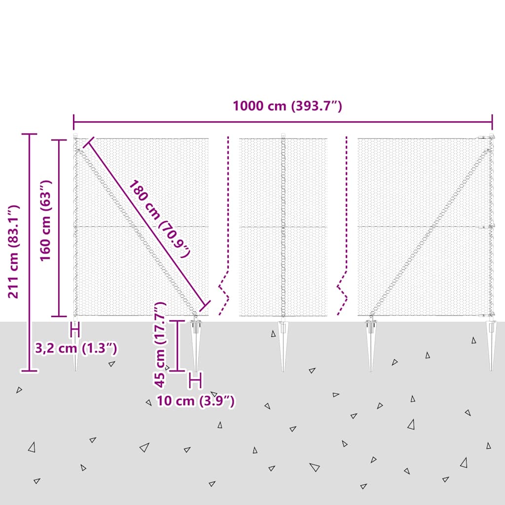 Welded Wire Fence with Spikes 10 x 1.6 m (W x H)