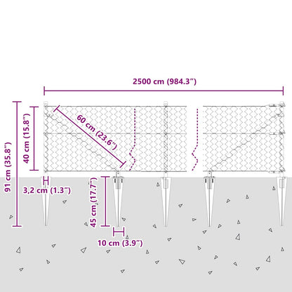 Welded Wire Fence with Spikes 25 x 0.4 m (W x H)