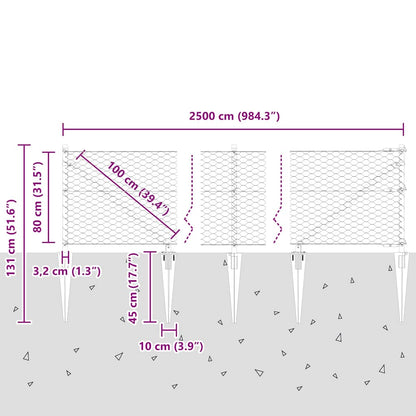 Welded Wire Fence with Spikes 25 x 0.8 m (W x H)