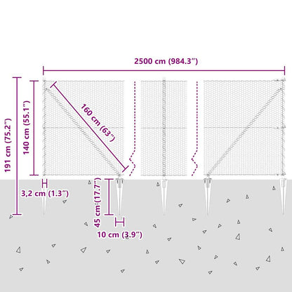 Welded Wire Fence with Spikes 25 x 1.4 m (W x H)