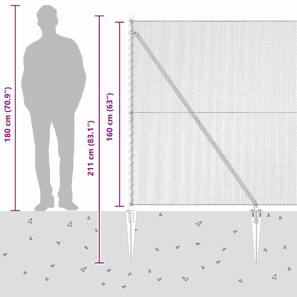 Welded Wire Fence with Spikes 25 x 1.6 m (W x H)