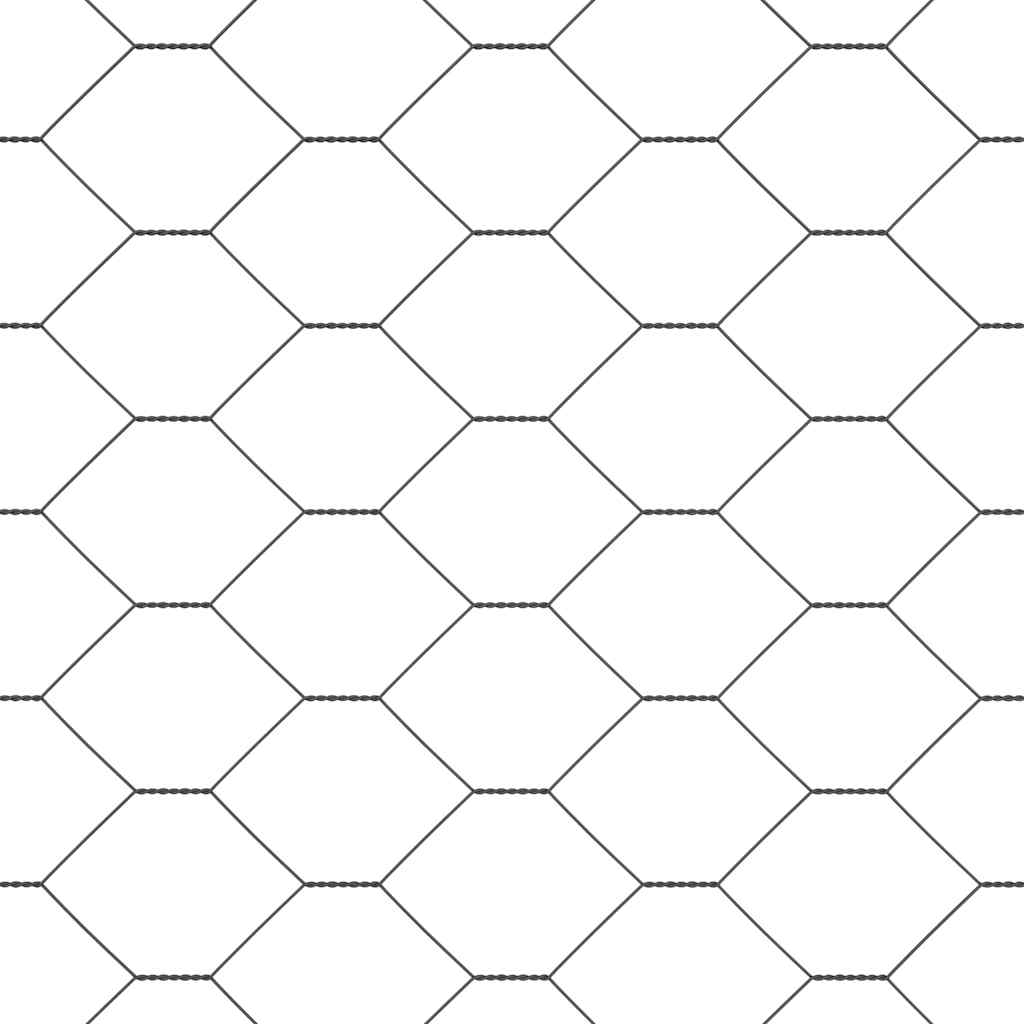 Hexagonal Fence with Post 50 x 0.6 m PVC-Coated Steel Grey Mesh