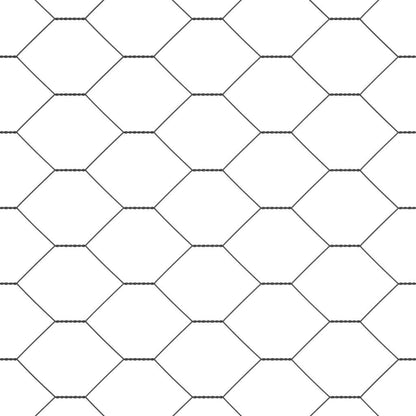Hexagonal Fence with Post 50 x 0.6 m PVC-Coated Steel Grey Mesh