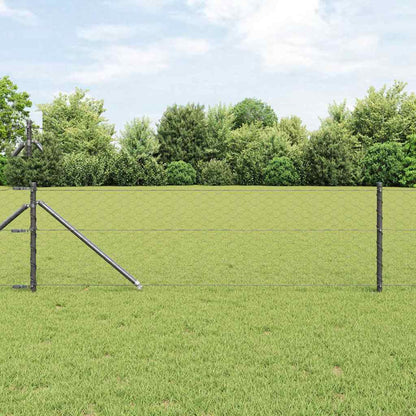 Hexagonal Fence with Post 50 x 0.6 m PVC-Coated Steel Grey Mesh