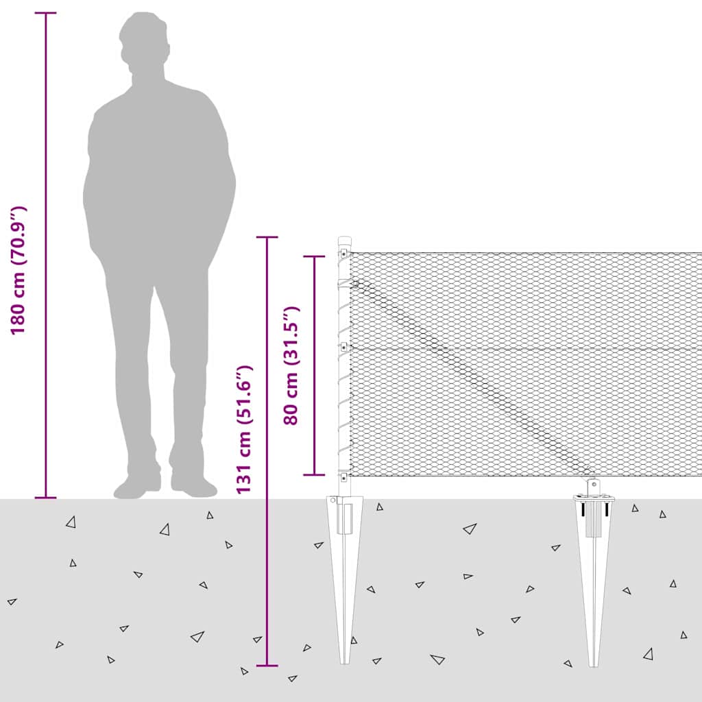 Welded Wire Fence with Spikes 50 x 0.8 m (W x H)